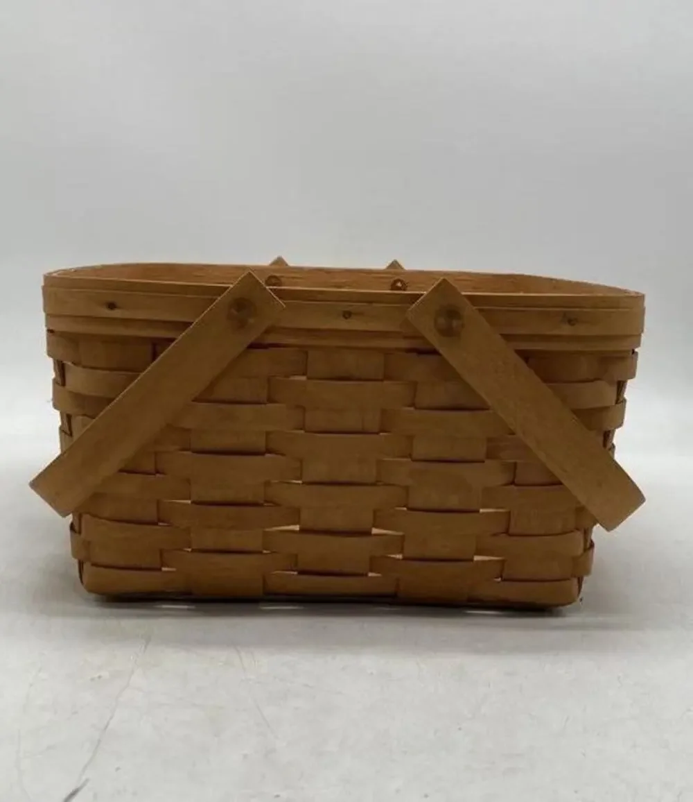 Vintage Longaberger SQUARE PICNIC BASKET Brown Handwoven JK 1994 Dresden Ohio